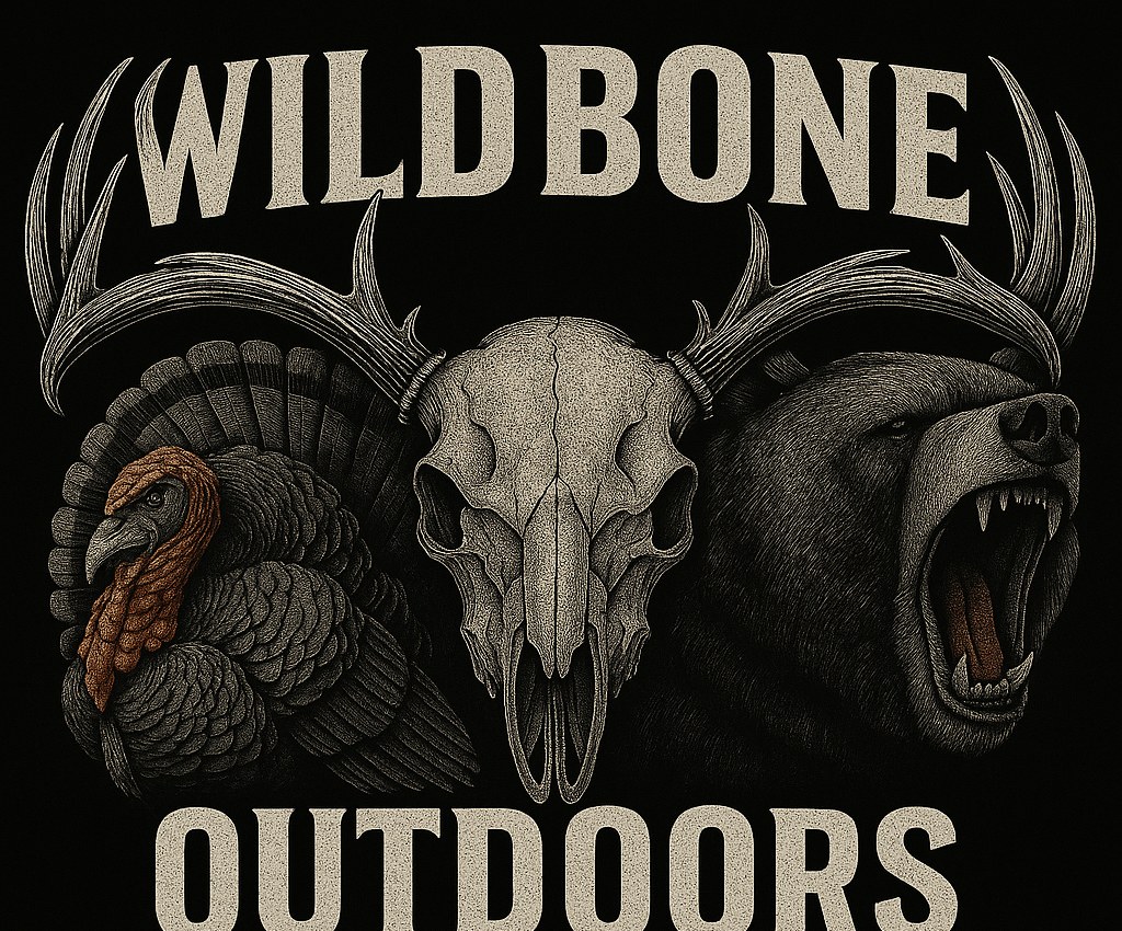 WildBone Outdoors: a deer skull with antlers between a turkey and a roaring bear